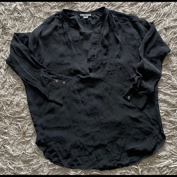 Womens Vince 100%  silk Split Neck Long Sleeve Blouse - Picture 1 of 6